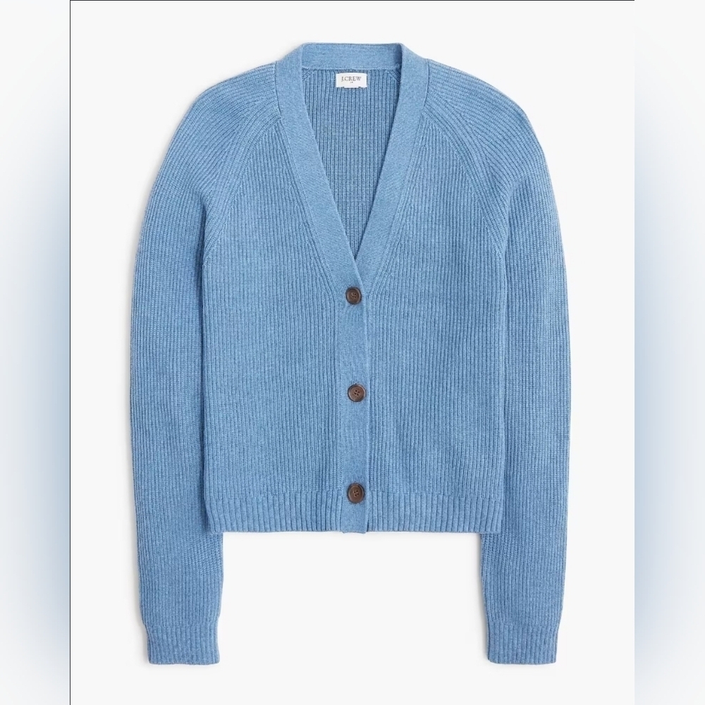 J. Crew Blue Women's Sweater Cotton-blend cardigan Oceanview - Picture 1 of 8